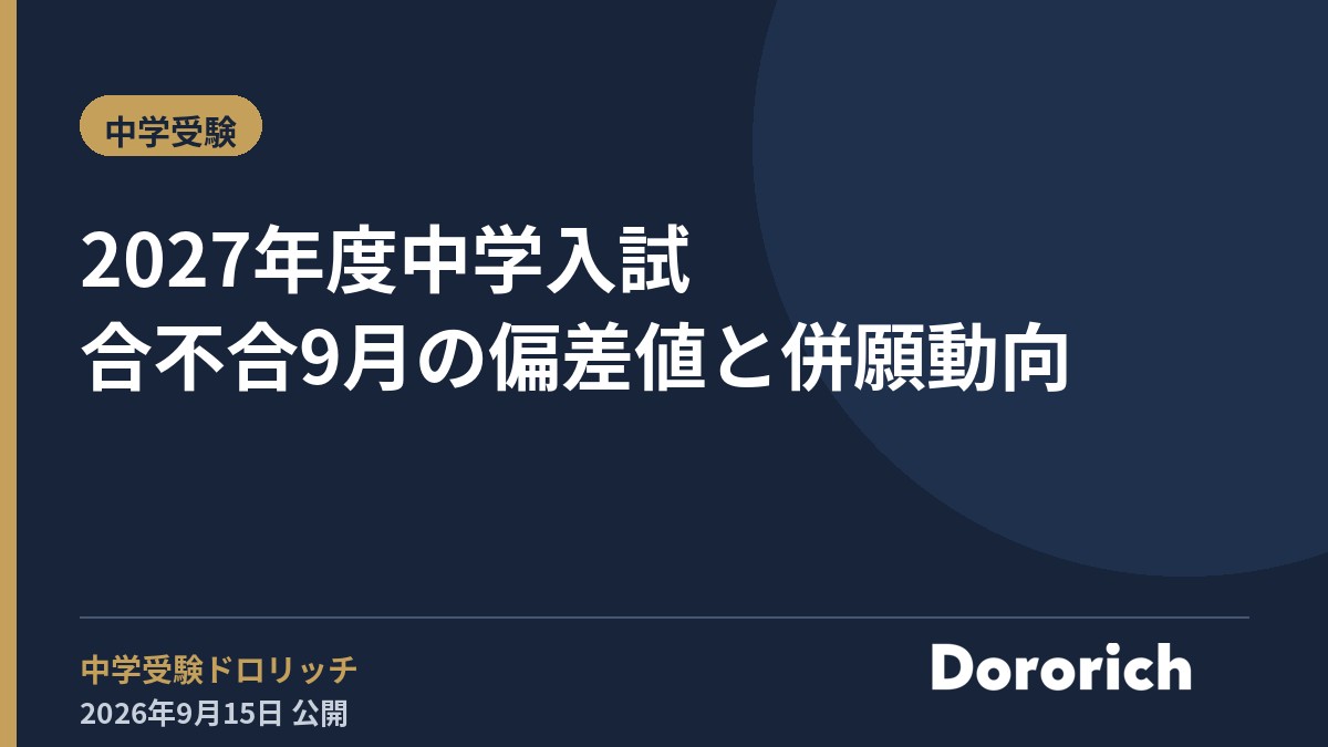 2027年度中学入試 合不合9月の偏差値と併願動向