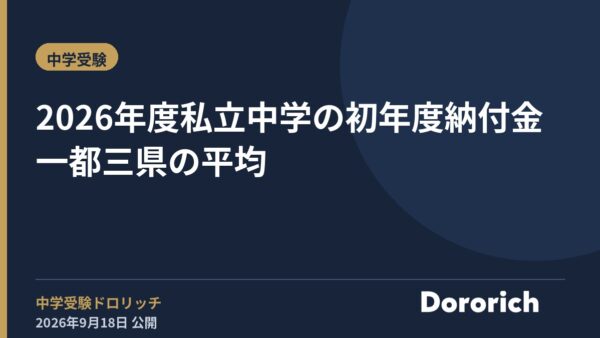 2026年度 私立中学の初年度納付金 一都三県の平均