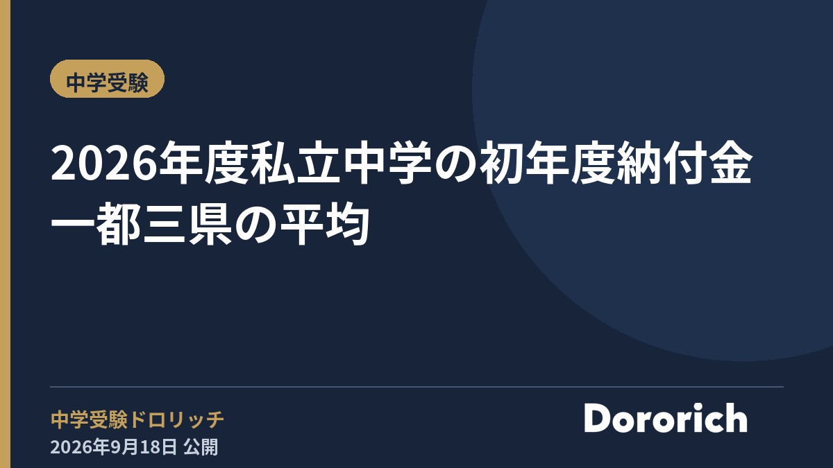 2026年度 私立中学の初年度納付金 一都三県の平均