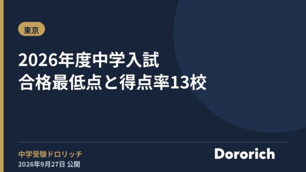 2026年度中学入試 合格最低点と得点率13校