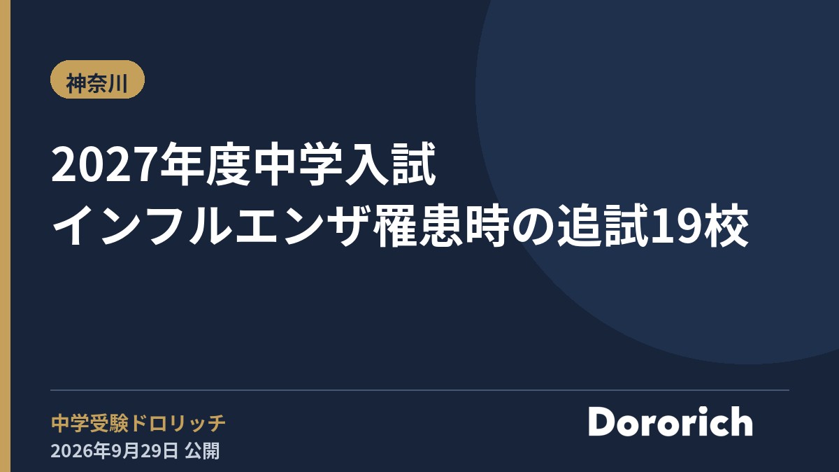 2027年度中学入試 インフルエンザ罹患時の追試19校