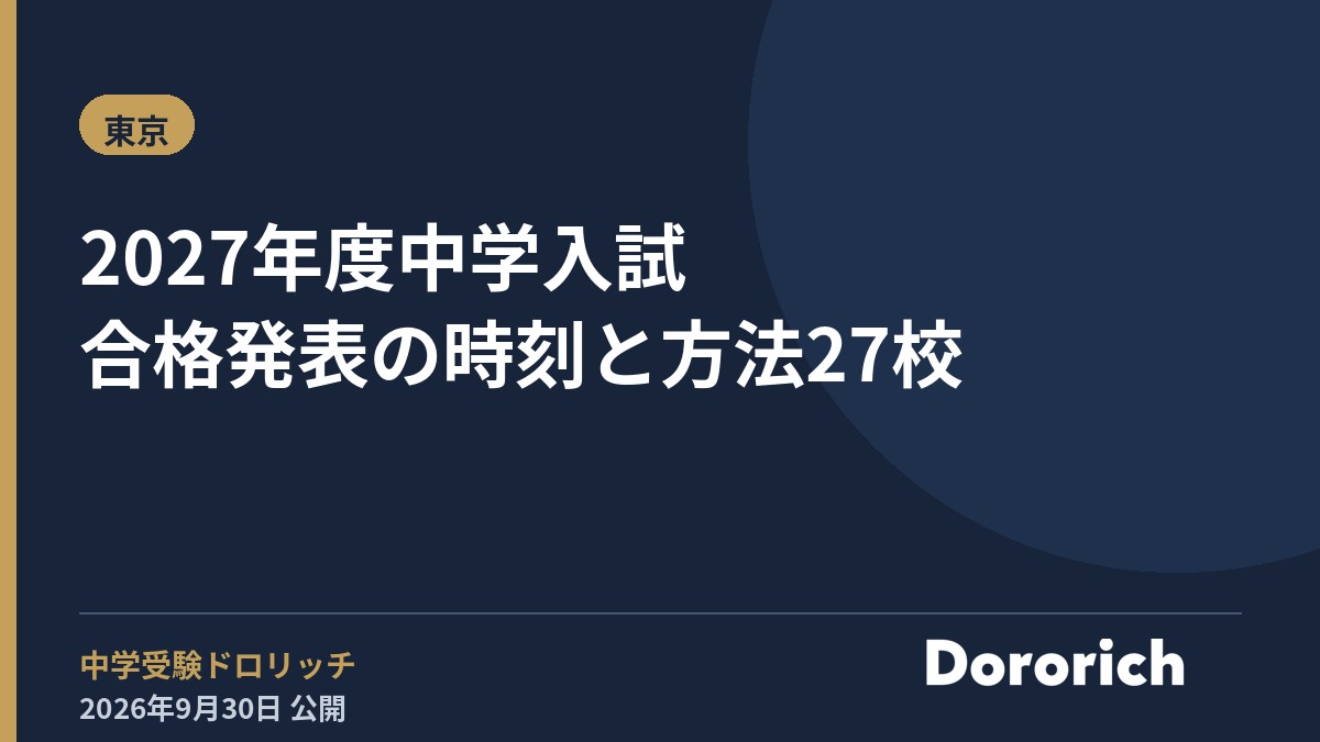 2027年度中学入試 合格発表の時刻と方法27校