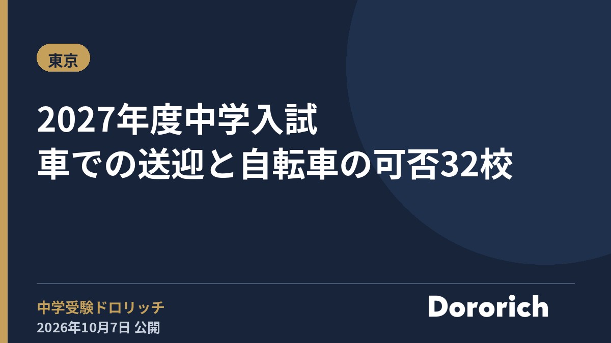 2027年度中学入試 車での送迎と自転車の可否32校