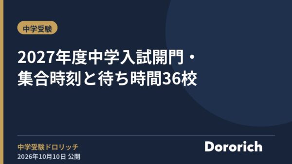 2027年度中学入試 開門・集合時刻と待ち時間36校