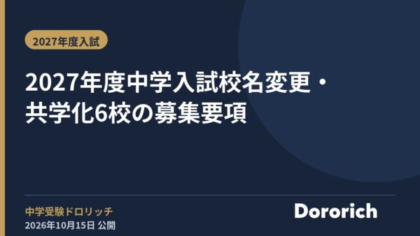 2027年度中学入試 校名変更・共学化6校の募集要項