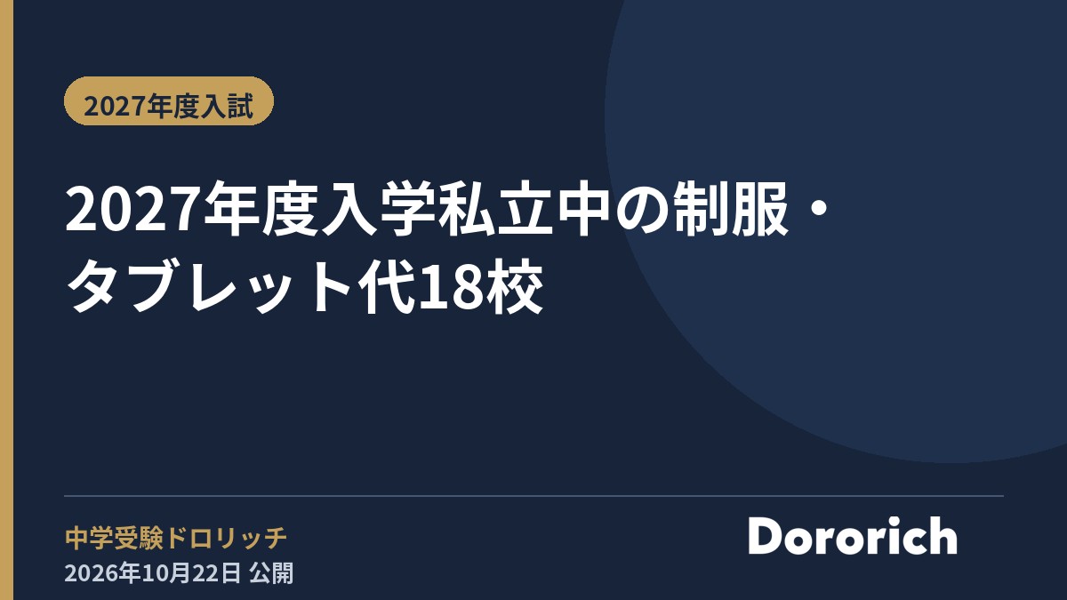 2027年度入学 私立中の制服・タブレット代18校
