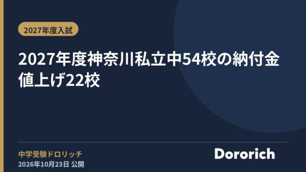 2027年度 神奈川私立中54校の納付金 値上げ22校