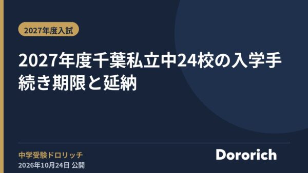 2027年度 千葉私立中24校の入学手続き期限と延納