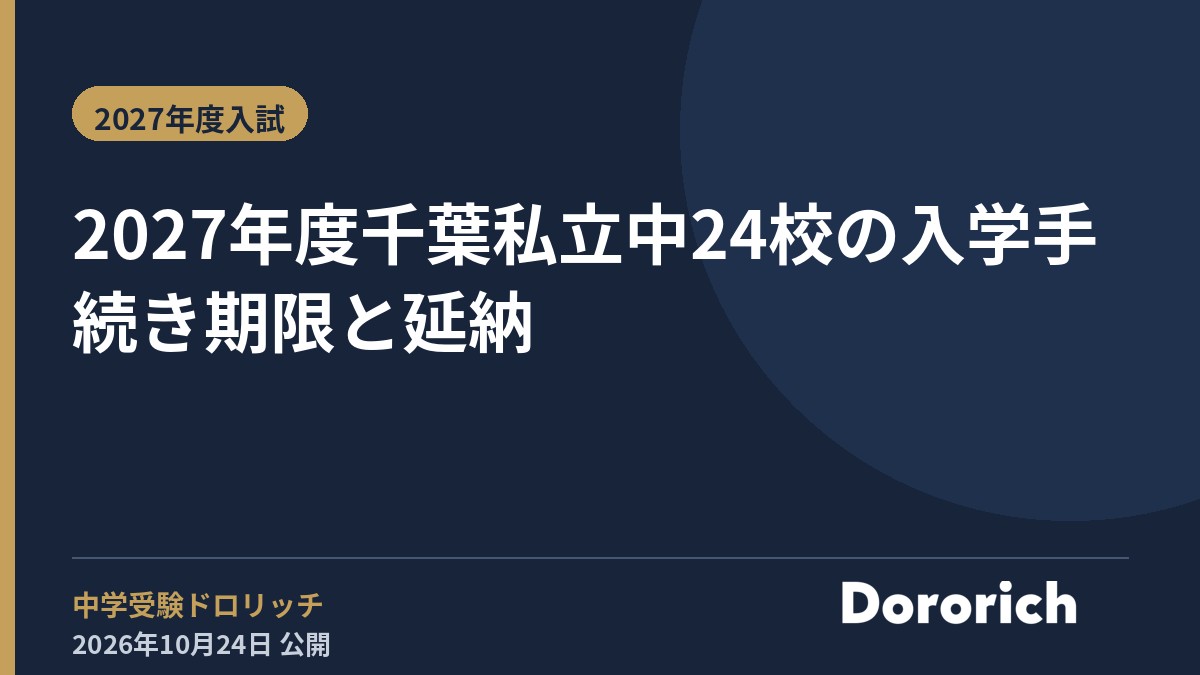 2027年度 千葉私立中24校の入学手続き期限と延納